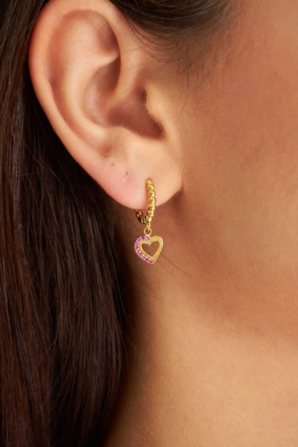 Kalpli Taşlı Halkalı Küpe